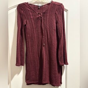 Juniors BeBop Maroon Long Sleeve Knit Dress